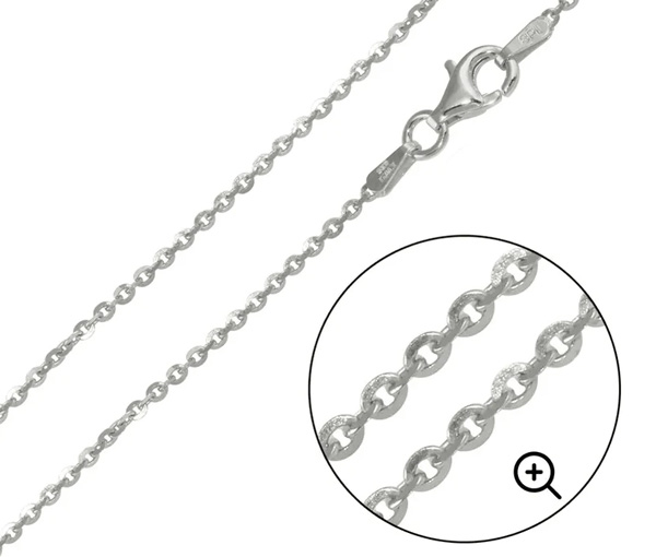 CHAINE EN ARGENT RHODIE À MAILLE BRILLANTINA (ROLO TAILLÉE DIAMANT) - SP CH277RH20 - BIJOUX D'IMPORTATION
