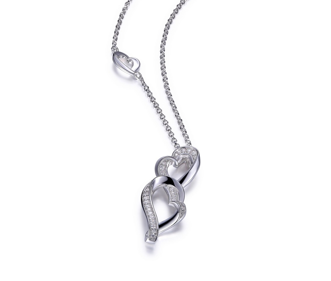 PENDENTIF 3 COEURS AJOURÉS EN ARGENT RHODIÉ SERTI DE CUBIQUES ZIRCONIAS - PJ R0LB550044 - ELLE