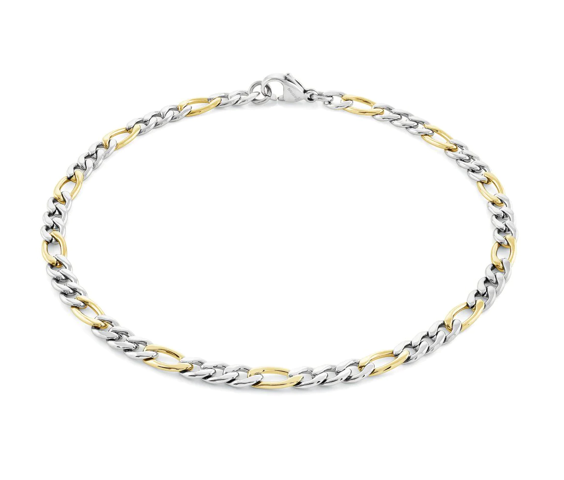 CHAINE EN ACIER/PVD OR 2 TONS À MAILLE FIGARO - IG STTN22/10 - ITALGEM