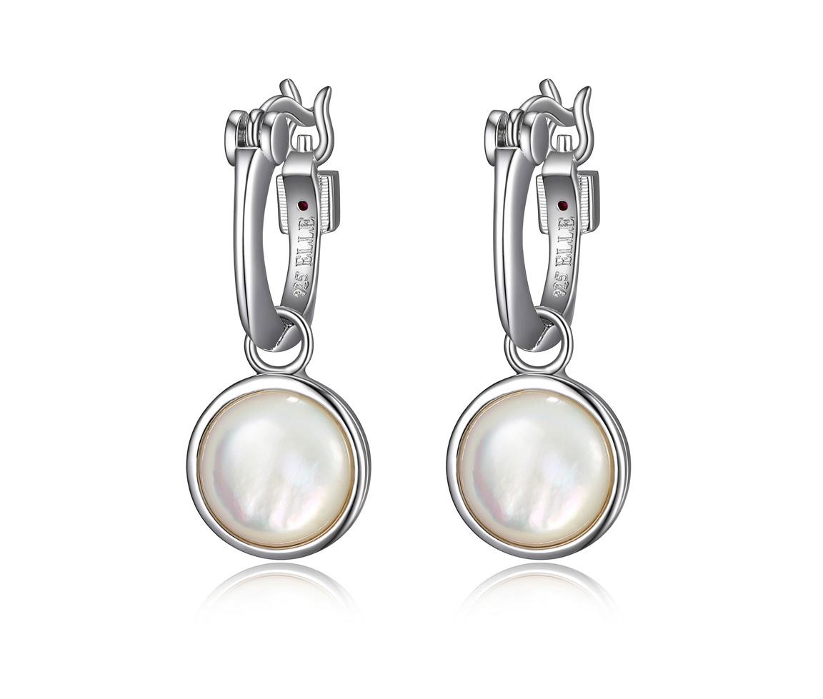 BOUCLE ELLE EN ARGENT RHODIÉ SERTIES DE NACRE DE PERLE - PJ R2LCCWA90J - ELLE