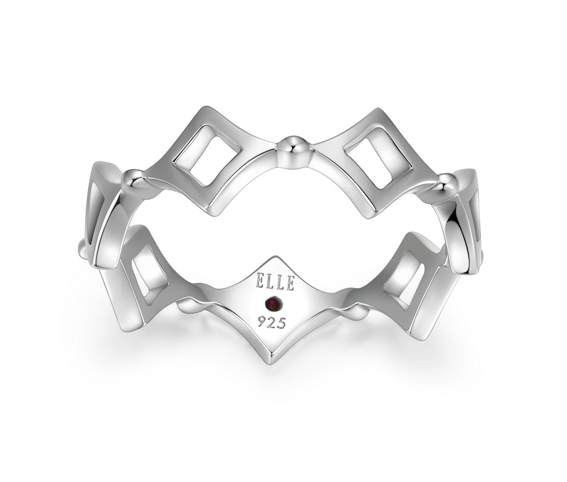 BAGUE À MOTIF LOSANGES AJOURÉS EN ARGENT RHODIÉ - PJ R4LADDA0AC - ELLE