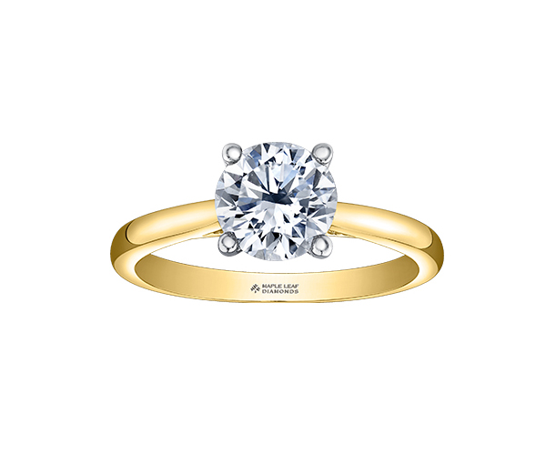 JOLIE BAGUE EN OR 2 TONS SERTIE D'UN DIAMANT CANADIEN ET DE DIAMANTS - CR ML806Y35Q - BIJOUX CANADIEN