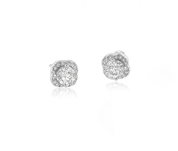 BOUCLES EN ARGENT RHODIÉ SERTIES DE MOISSANITES - SP MBGS00002B - BIJOUX D'IMPORTATION