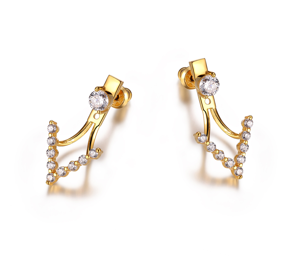 BOUCLES JACKET EN ARGENT RHODIÉ/PVD OR SERTIES DE CUBIQUES ZIRCONIAS - PJ 32LC3R9658 - ELLE
