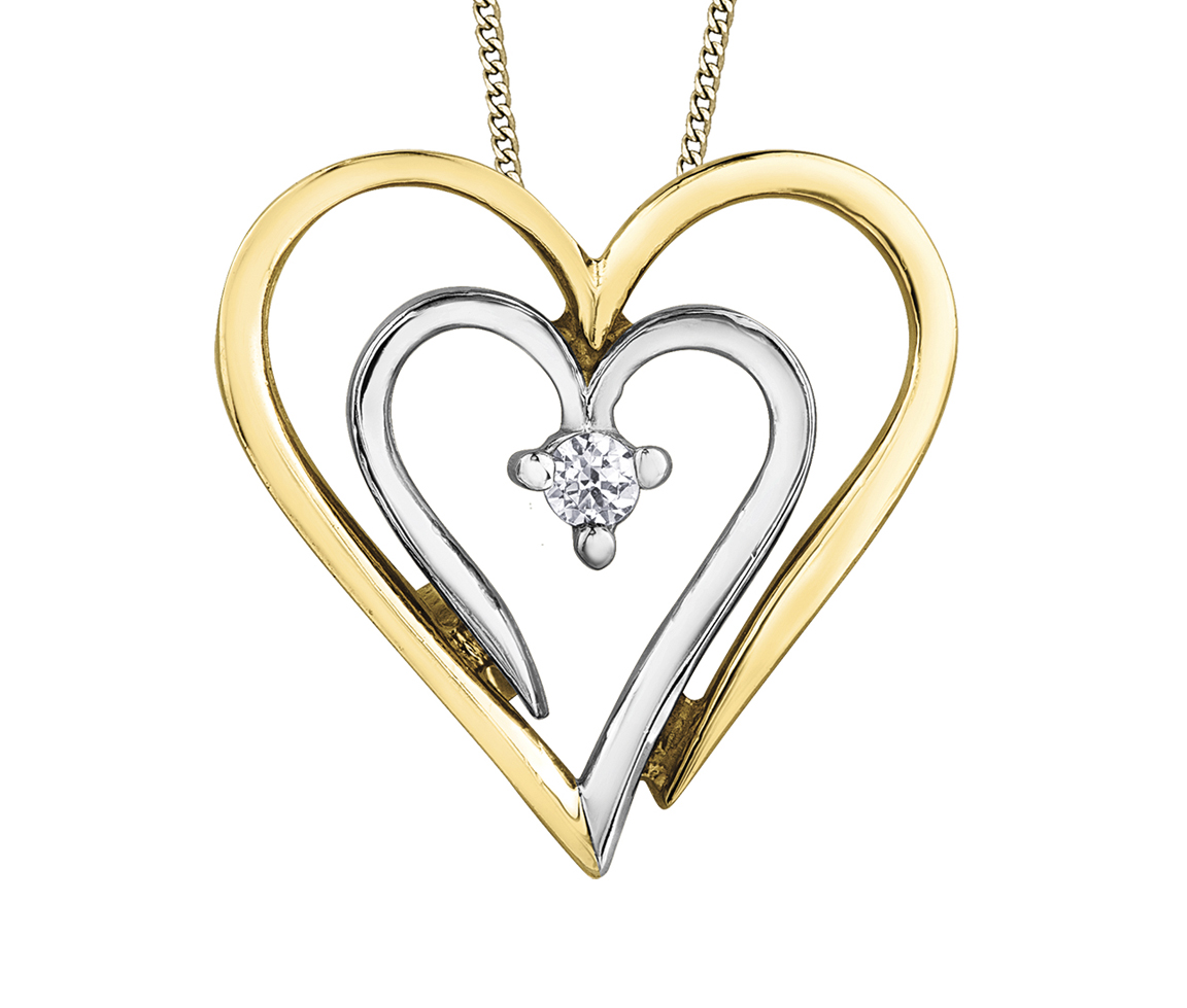 PENDENTIF COEUR EN OR AVEC DIAMANT CANADIEN - CR AM521 - DIAMANT CANADIEN