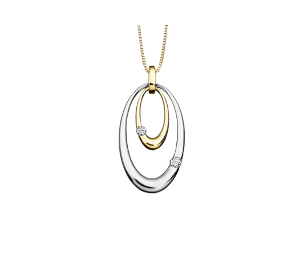 PENDENTIF EN OR 10K 2 TONS SERTI D'UN DIAMANT CANADIEN - CR DD2342 - DIAMANT CANADIEN