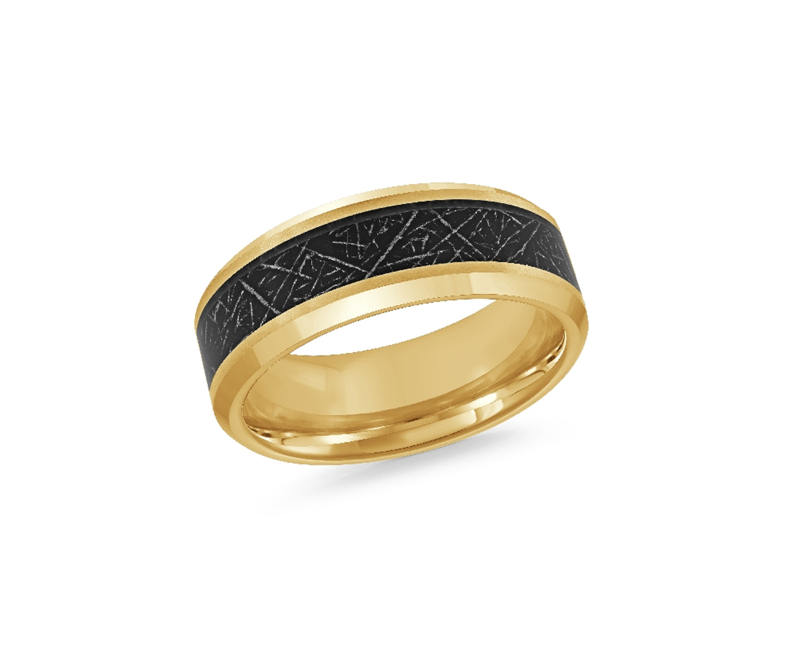 JONC EN TUNGSTÈNE/PVD OR ET NOIR CONFORT FIT - ML TG053 - MALO 
