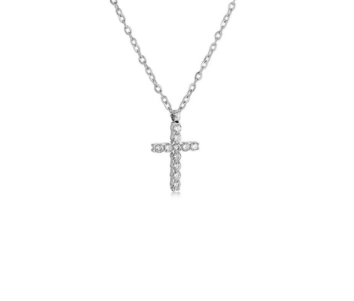 PENDENTIF CROIX EN ACIER SERTI DE CUBIQUES ZIRCONIAS ET SA CHAINE - IG SWP96 - ITALGEM