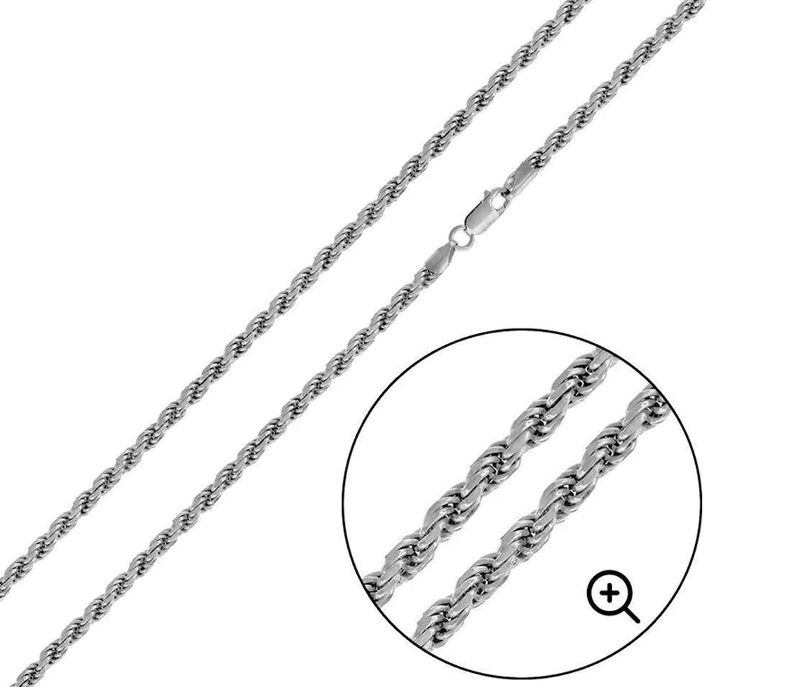 BRACELET EN ARGENT RHODIÉ À MAILLE TORSADE - SP CH189RH8 - BIJOUX D'IMPORTATION