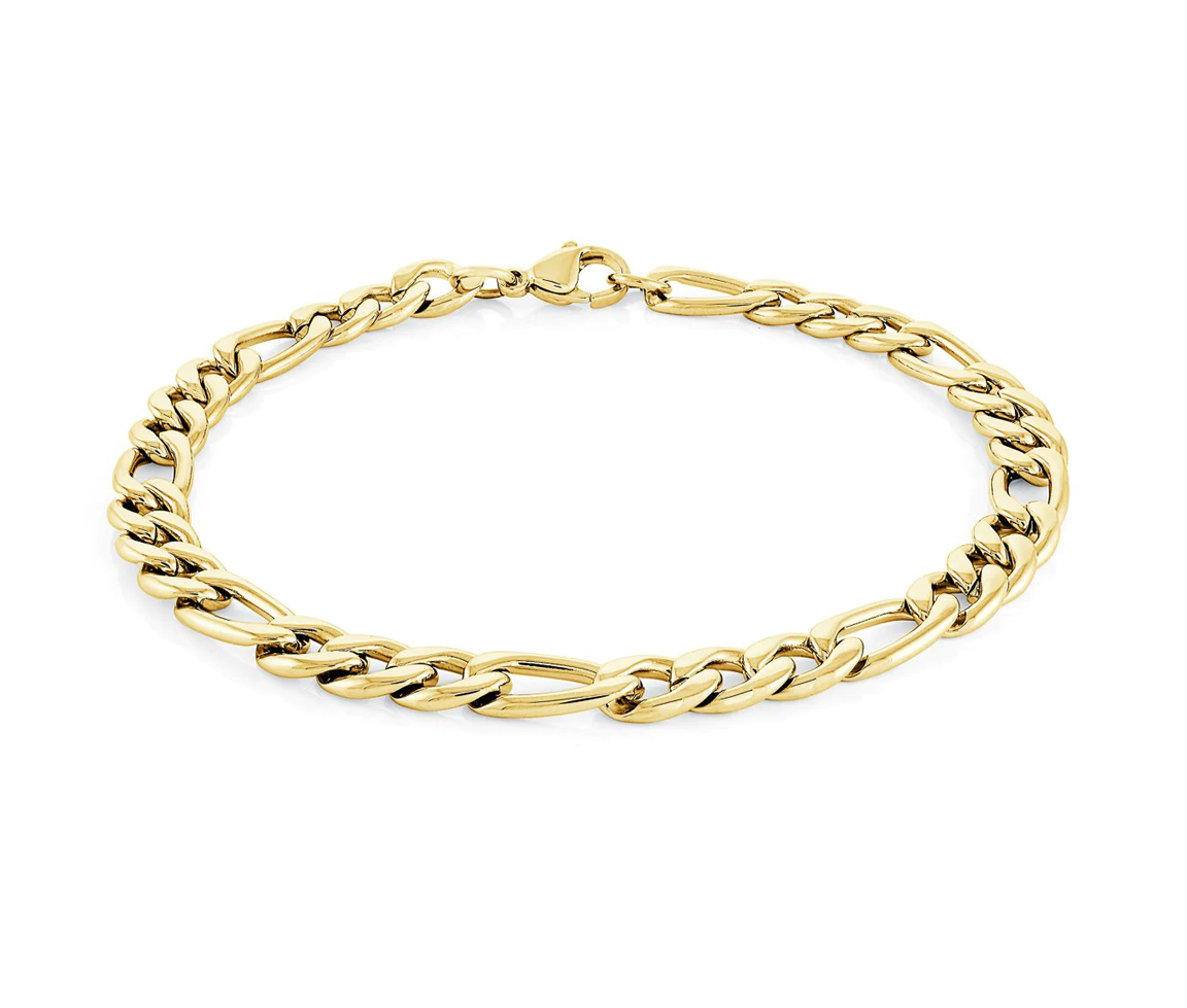 BRACELET EN ACIER/PVD OR À MAILLE FIGARO - IG SMB480/8.5 - ITALGEM