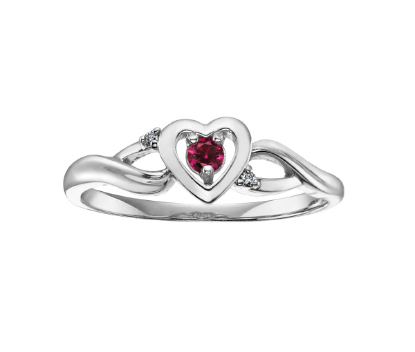 BAGUE EN OR BLANC SERTIE D'UN RUBIS ET DE DIAMANTS - CR DD2573 - BIJOUX CANADIEN