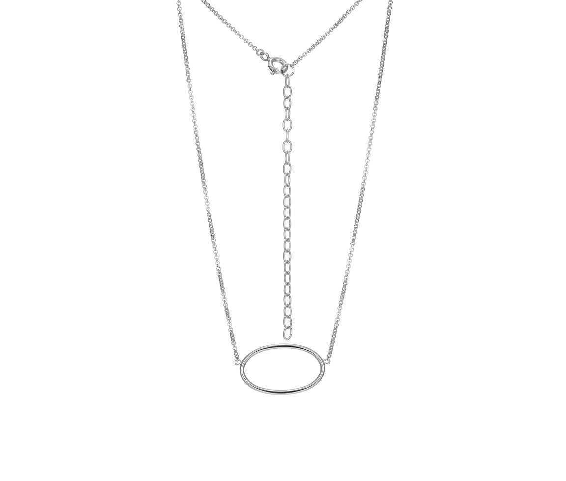 COLLIER AVEC OVAL AJOURÉ EN ARGENT RHODIÉ - PJ R0ADHFA014 - REIGN