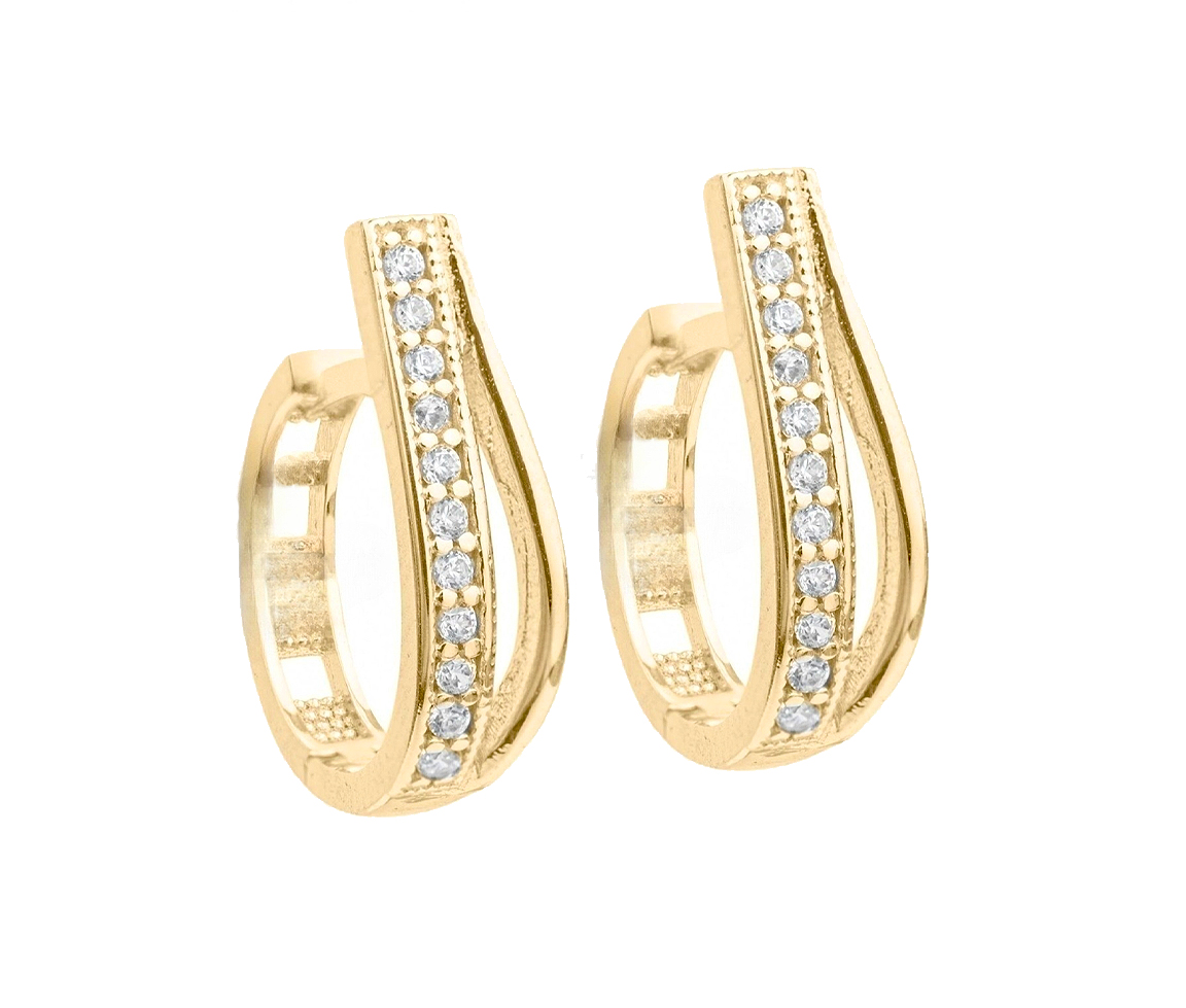 BOUCLES HUGGIES EN OR SERTIES DE CUBIQUES ZIRCONIAS - CB EYD320788 - CBE
