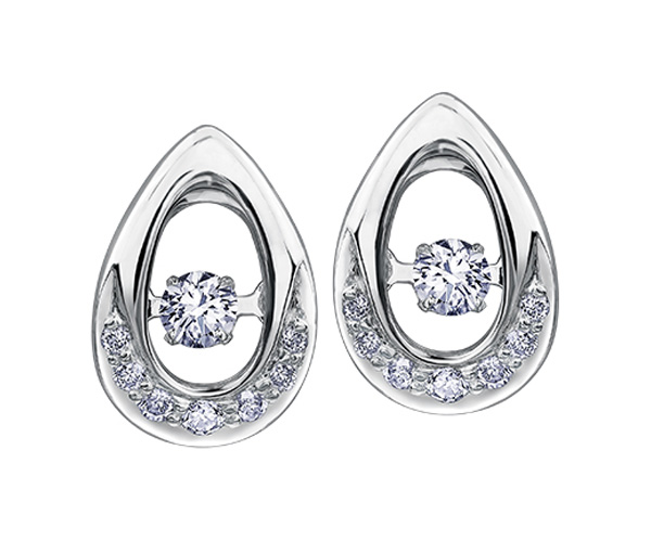 BOUCLES EN OR 14K BLANC SERTIES DE DIAMANTS CANADIENS - CR AM296 - BIJOUX CANADIEN
