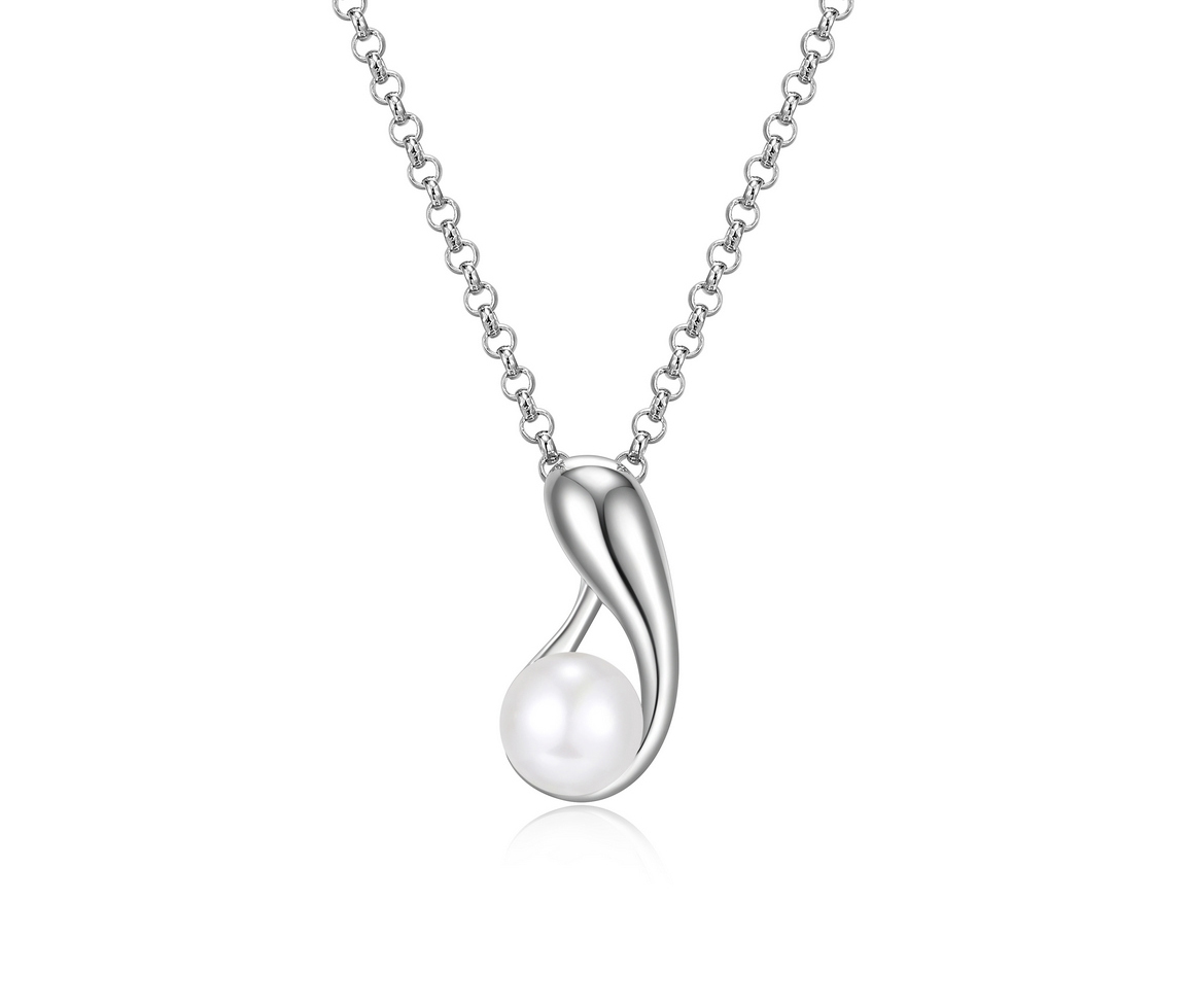 PENDENTIF GOUTTE AJOURÉE EN ARGENT RHODIÉ SERTI D'UNE PERLE D'EAU DOUCE - PJ R0LBQ8BG44 - ELLE