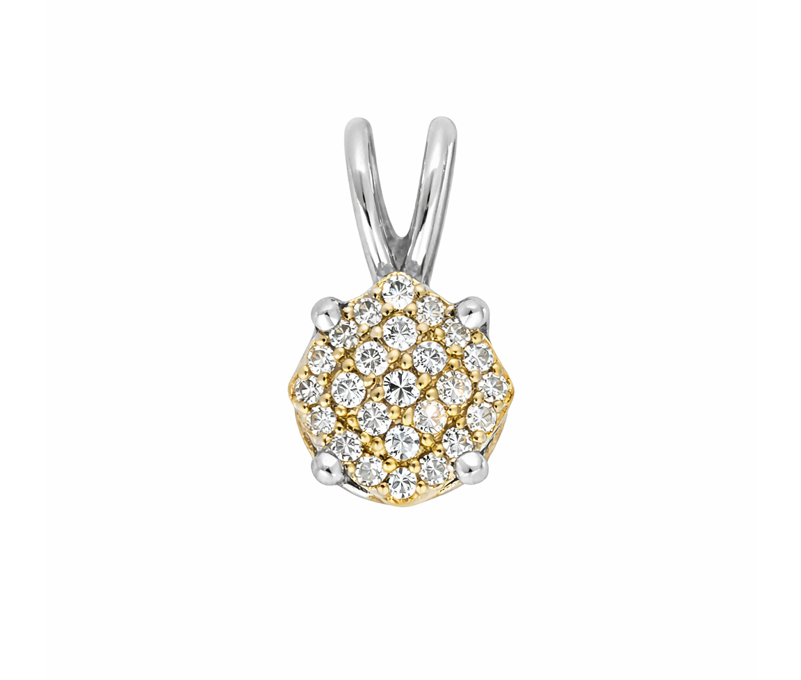 PENDENTIF ILLUSION EN OR BLANC ET JAUNE SERTI DE DIAMANTS - SJ PENDI03 - BIJOUTERIE SUISSE INC.