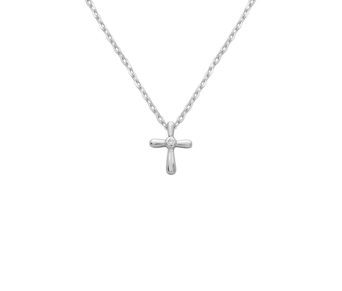 PENDENTIF CROIX EN ARGENT RHODIÉ SERTI D'UN CUBIQUE ZIRCONIA - SP STP01544 - BIJOUX D'IMPORTATION