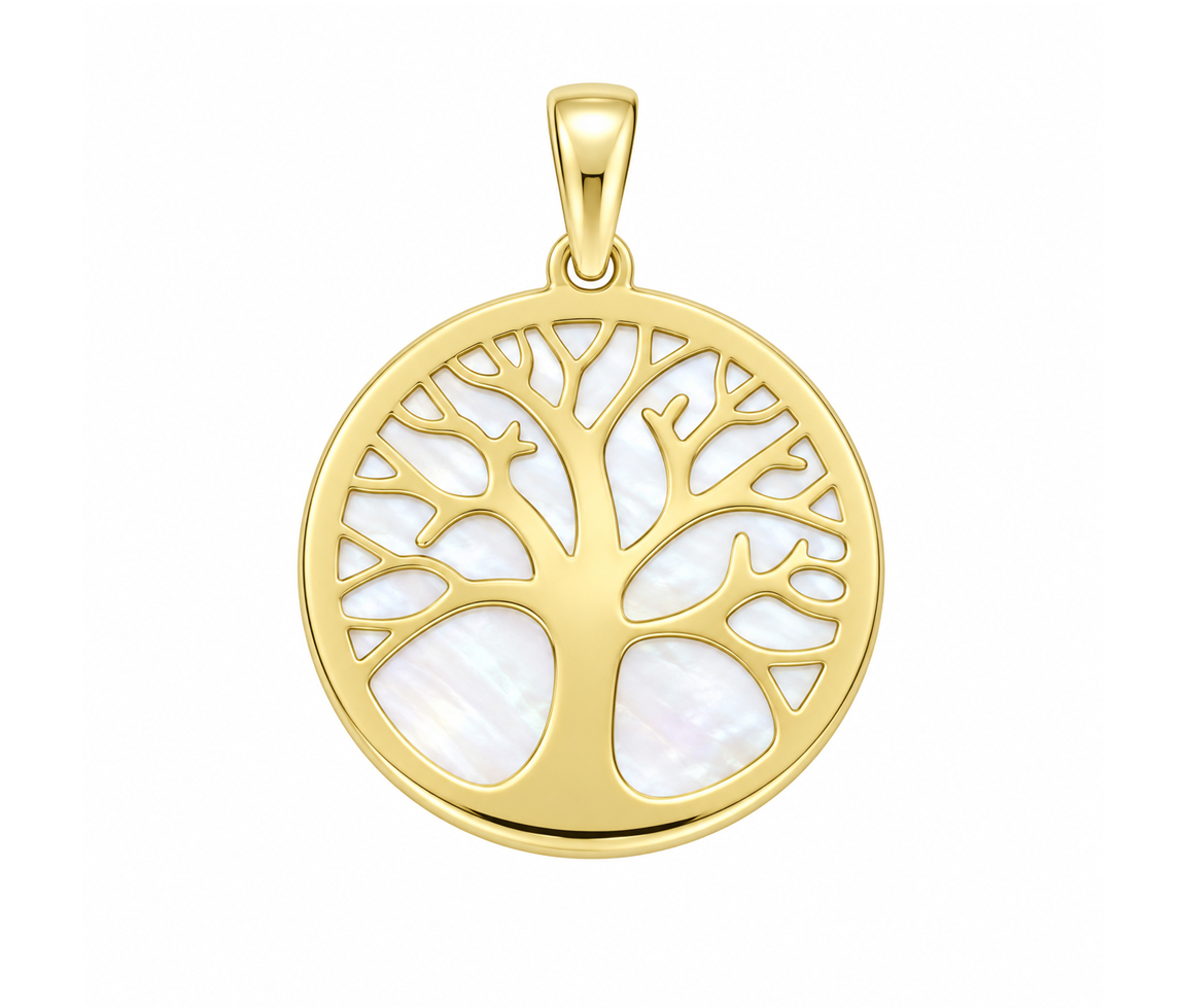PENDENTIF ARBRE DE VIE AVEC NACRE BLANCHE - IN 2618 - BIJOUX D'IMPORTATION