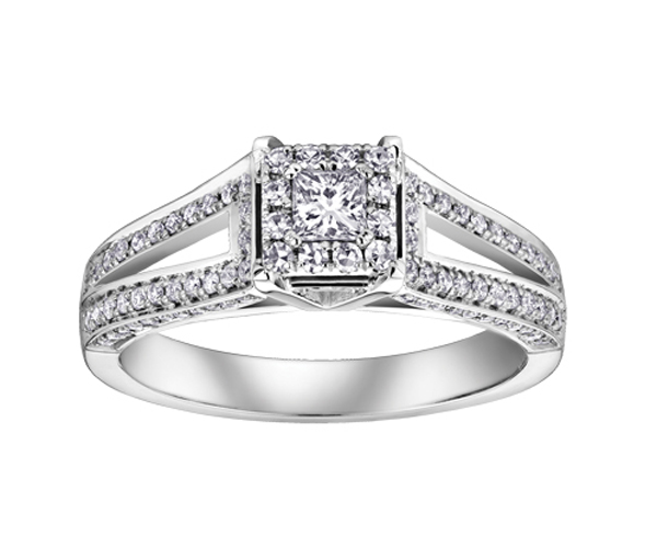 BAGUE EN OR 14K BLANC SERTIE DE DIAMANTS - CR DD2563 - BIJOUX CANADIEN