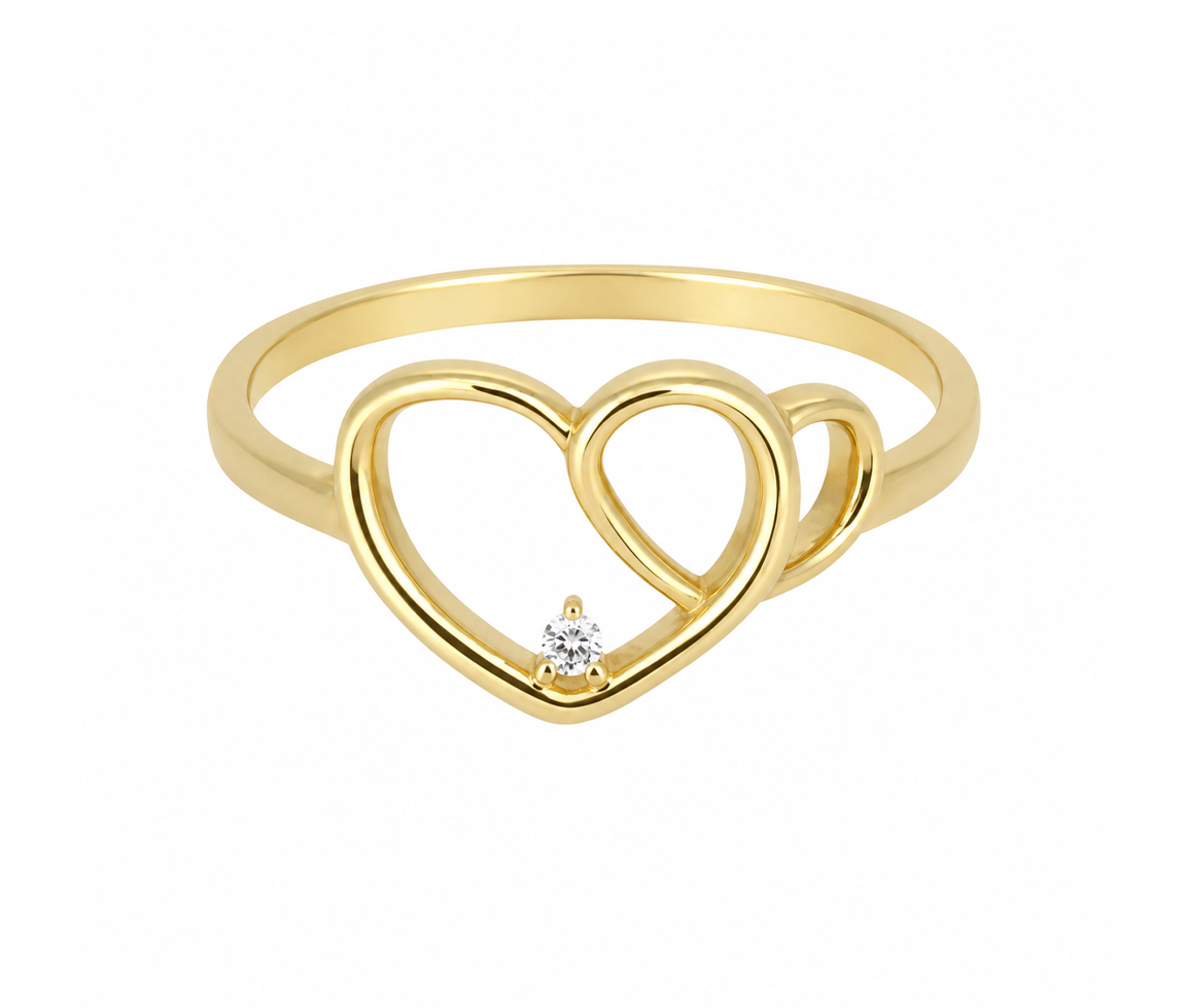 BAGUE 2 COEURS AJOURÉS AVEC CZ - MB BD68 - BIJOUX D'IMPORTATION
