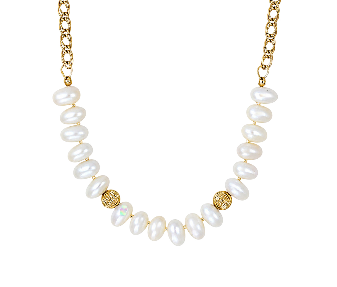 COLLIER PERLES EAU DOUCE OBLONG - SJ COLPE01 - BIJOUTERIE SUISSE INC.