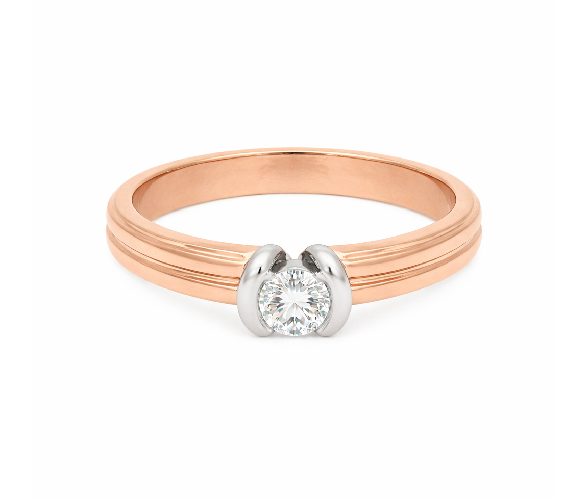 BAGUE EN OR AVEC UN DIAMANT - MK 1245LR21 - FAIT AU CANADA