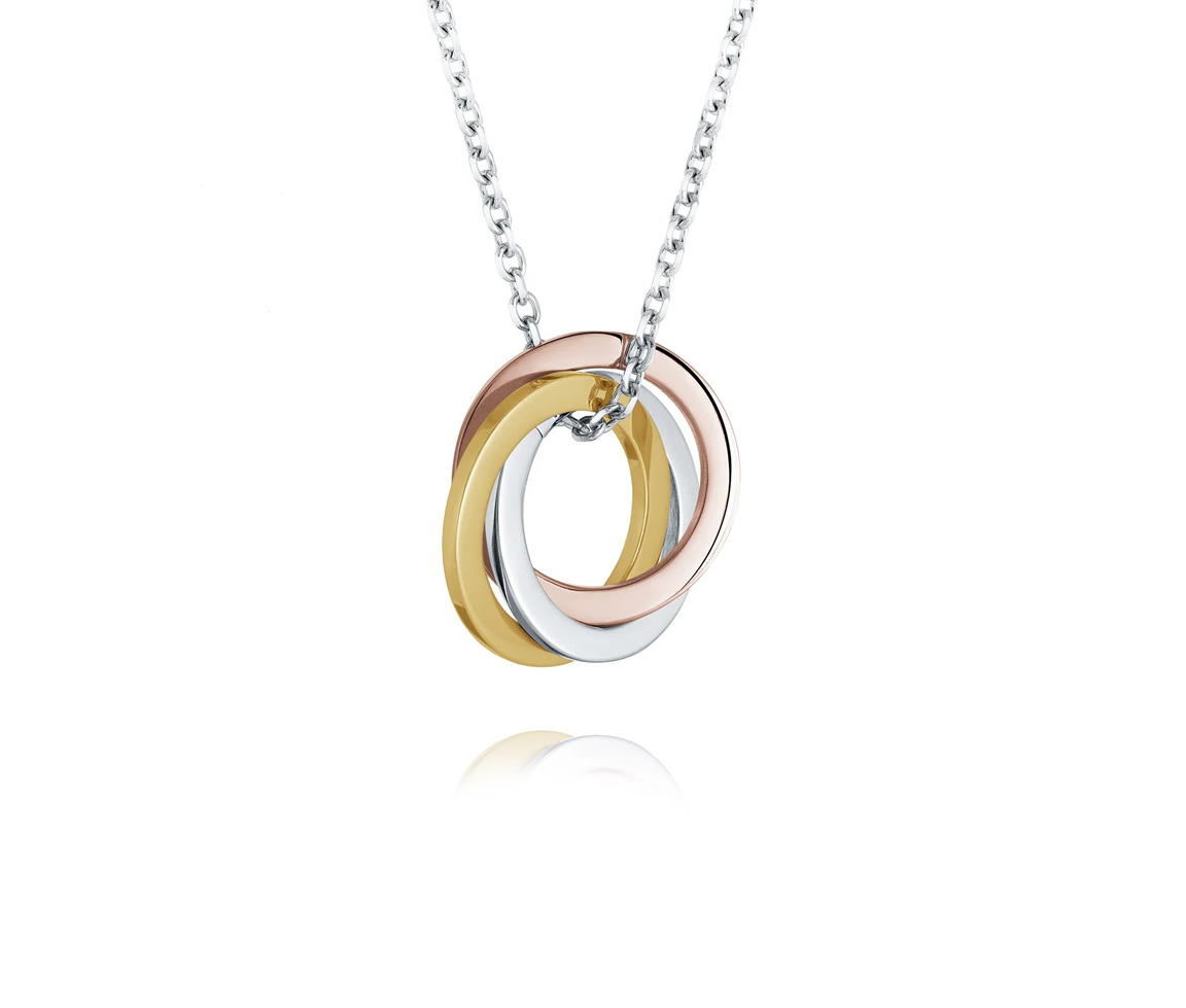 PENDENTIF 3 CERCLES ENTRELACÉS EN ACIER 3 TONS ET SA CHAINE - IG SWP73 - ITALGEM