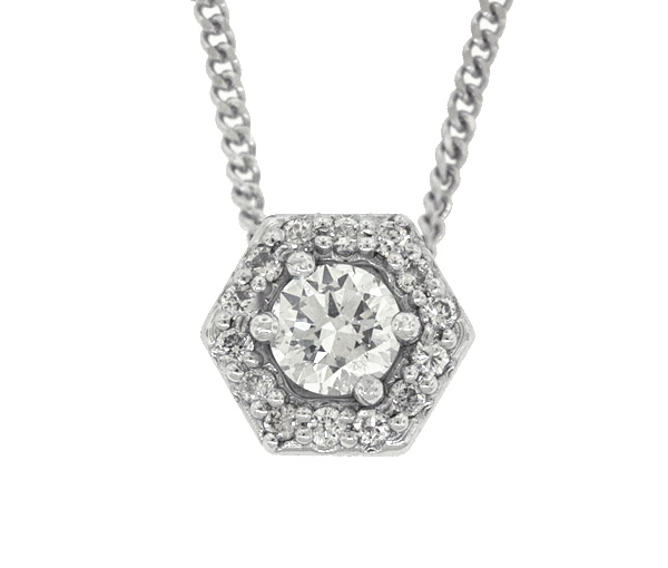 PENDENTIF 14K 0,37CT+14=0,13 DIAMANT SI1 - ST 87155W 37 - BIJOUX D'IMPORTATION