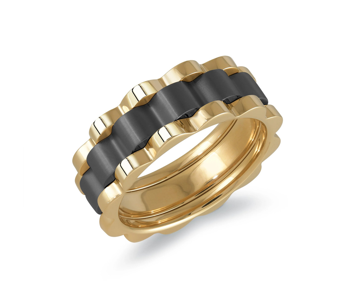 JONC EN ACIER/PVD OR ET PVD NOIR 2 TONS - IG SMR76/10 - ITALGEM