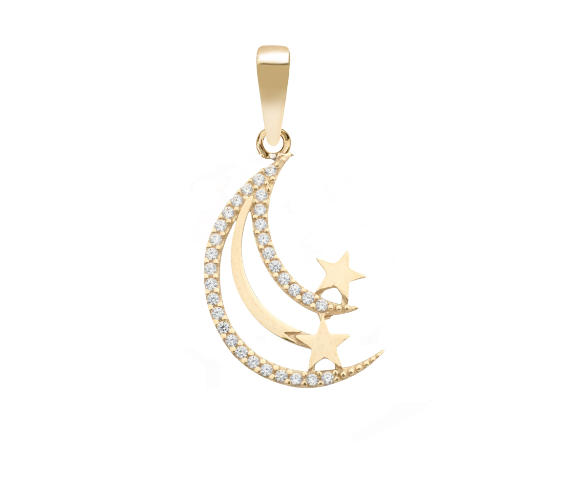 PENDENTIF ÉTOILES FILANTE EN OR SERTI DE CUBIQUES ZIRCONIAS - CB PYD43211 - CBE