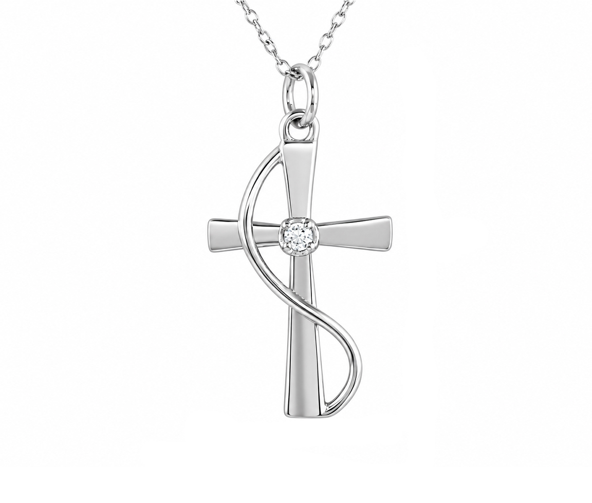 PENDENTIF CROIX AVEC CZ - SP STP01620 - BIJOUX D'IMPORTATION