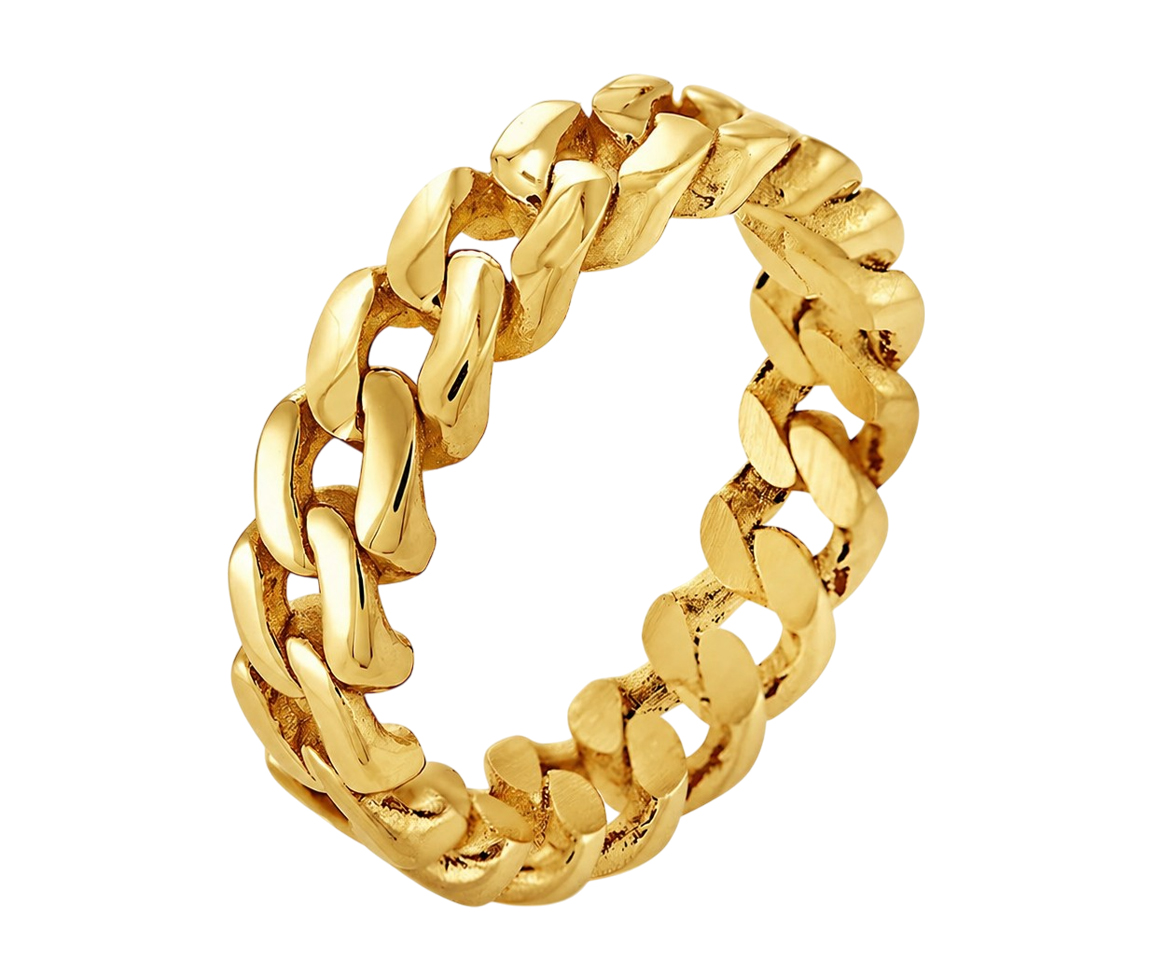 JONC À MAILLE CUBAINE EN ACIER/PVD OR - IG SMR106/7 - ITALGEM