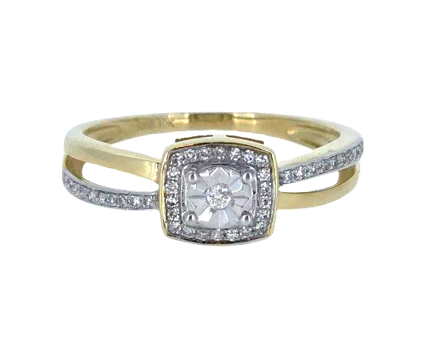 BAGUE EN OR 2 TONS SERTIE DE DIAMANTS - BR R0065987 - R.N.B.