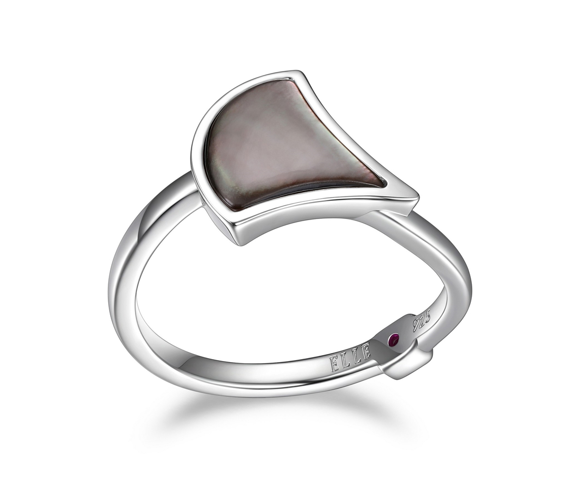 BAGUE À MOTIF ÉVENTAIL EN ARGENT RHODIÉ SERTIE DE NACRE DE PERLE GRIS - PJ R4LABZA9AC - ELLE