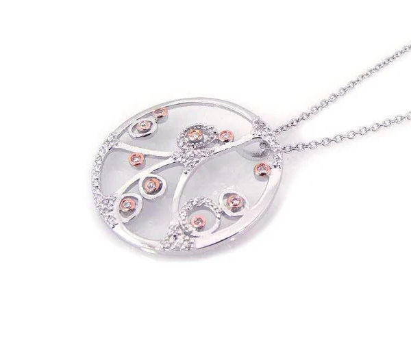 PENDENTIF CERCLE AJOURÉ ET FLEURS EN ARGENT RHODIÉ SERTI DE CUBIQUES ZIRCONIAS - SP BGP00187 - BIJOUX D'IMPORTATION