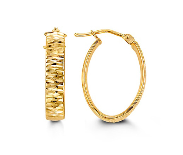 BOUCLEES ANNEAUX OVALES EN OR TAILLÉES DIAMANT - SY 1010B - BIJOUX D'IMPORTATION