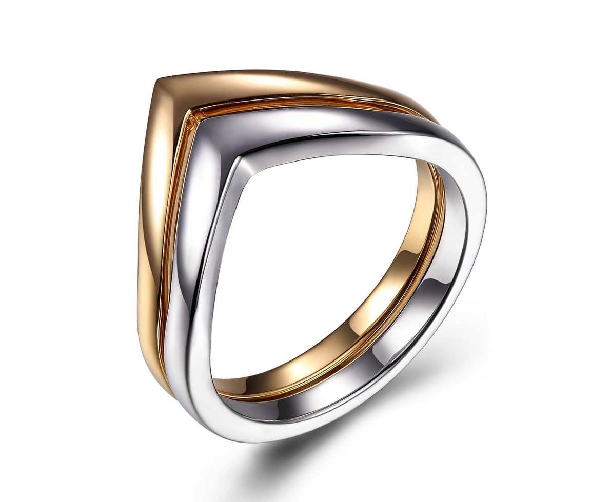 SET DE 2 BAGUES EN ARGENT RHODIÉ ET PVD OR - PJ 34LA4EA0AC - ELLE