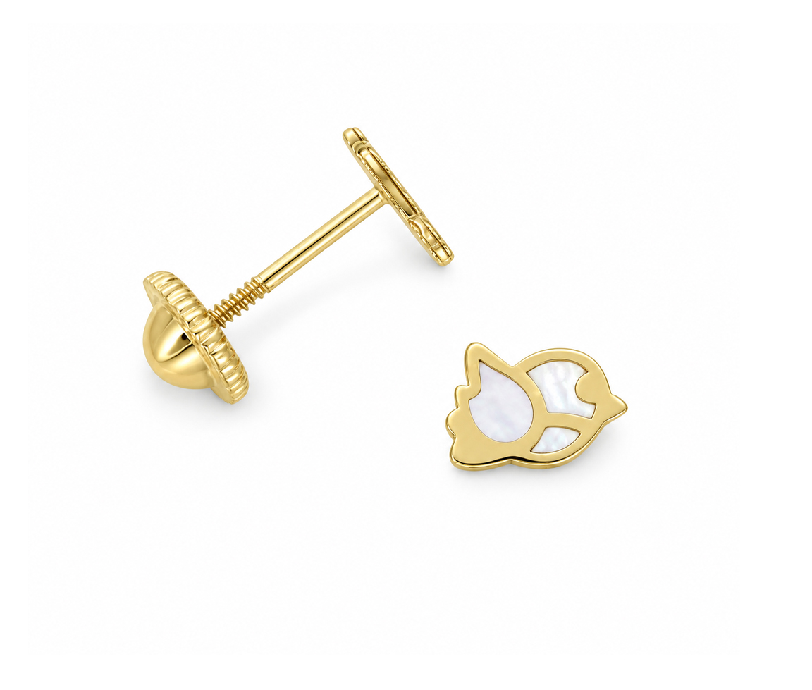 BOUCLES OISEAU AVEC NACRE VISSÉES - IN 5315 - BIJOUX D'IMPORTATION