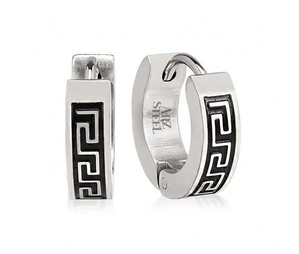 BOUCLES HUGGIES À MOTIF VERSACE EN ACIER/PVD NOIR - AZ SSE136 - AREZZO