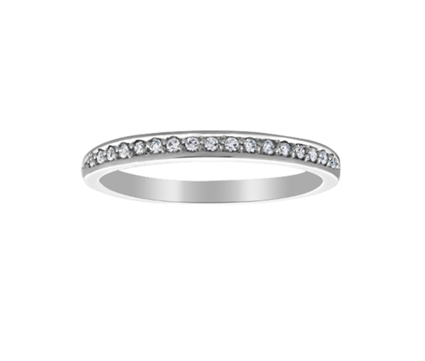 DÉLICAT JONC SEMI-ÉTERNITÉ EN OR BLANC SERTI DE DIAMANTS - CR DD7694 - BIJOUX CANADIEN
