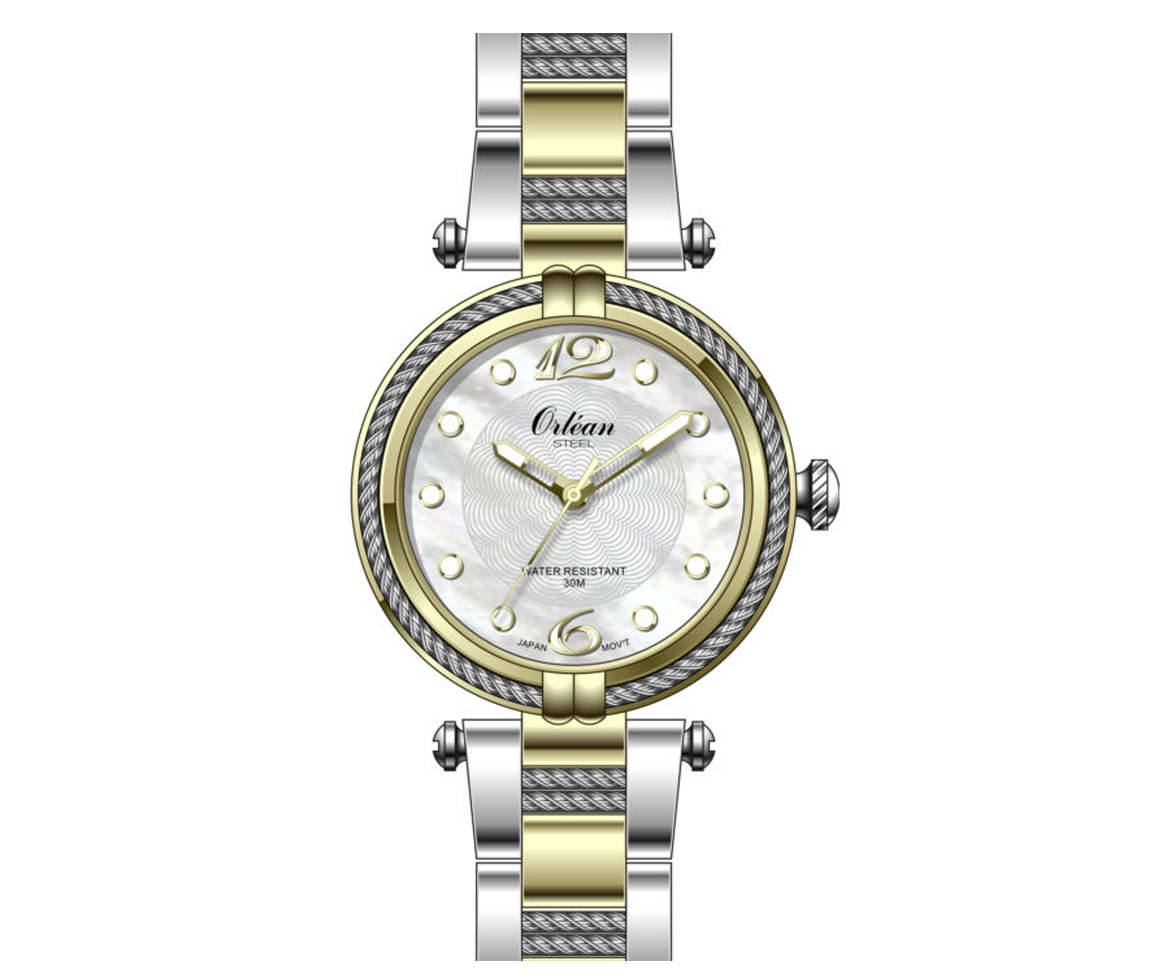 MONTRE ORLEAN POUR DAME EN ACIER/PVD OR 2 TONS - BA ME3556 - ORLEAN