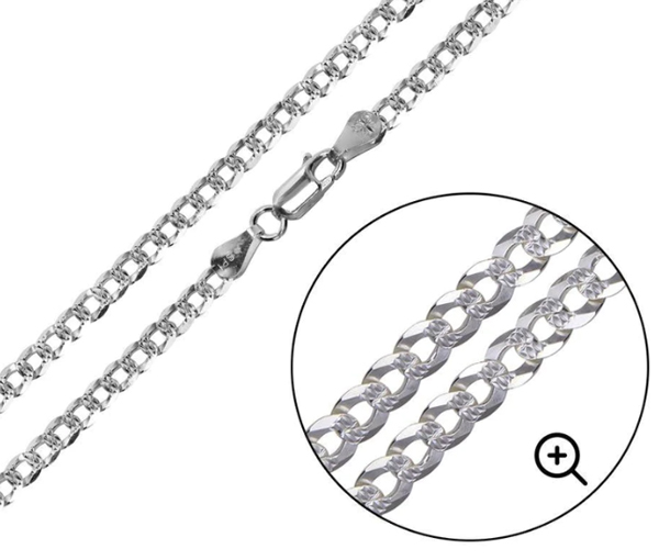 CHAINE GOURMETTE CONCAVE TAILLÉE DIAMANT EN ARGENT - SP CH627/18 - BIJOUX D'IMPORTATION