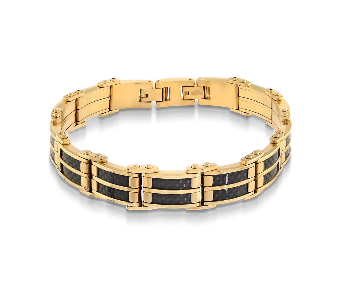 BRACELET EN ACIER/PVD OR ET FIBRE DE CARBONE - IG SMB52 - ITALGEM