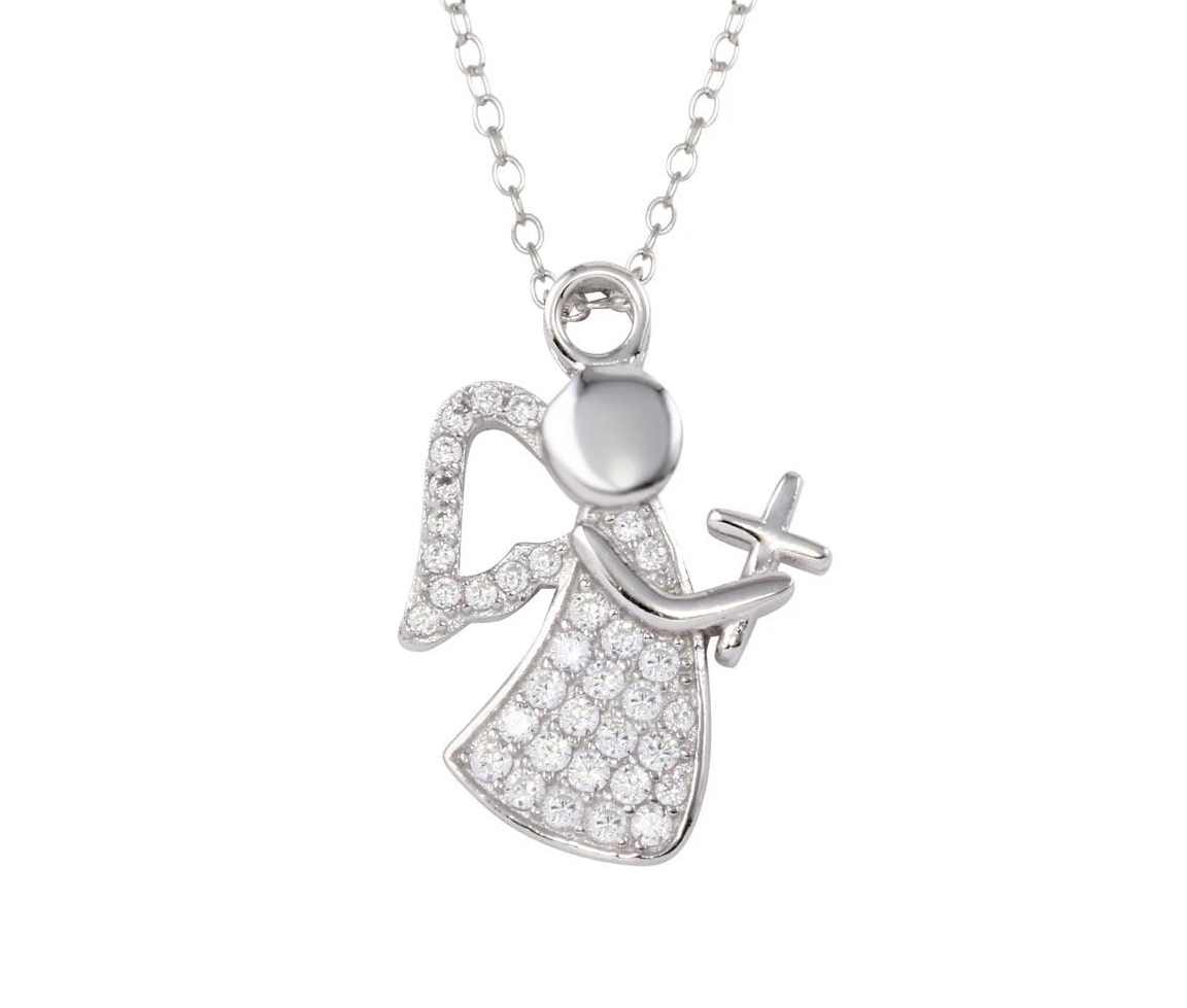 PENDENTIF ANGE AVEC CZ - SP STP01663 - BIJOUX D'IMPORTATION