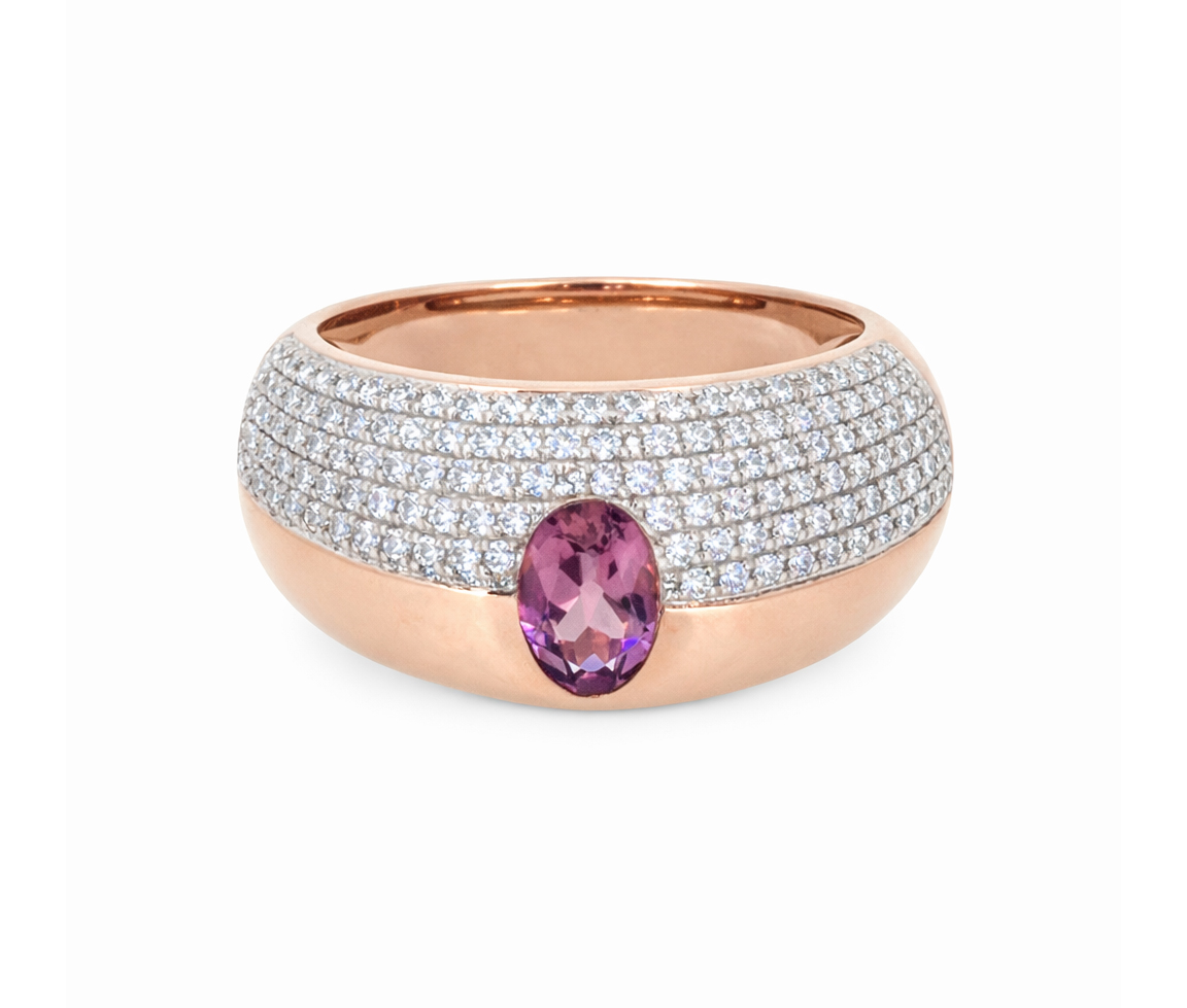 BAGUE EN OR AVEC UN SAPHIR ROSE ET DIAMANTS - SJ LBD19 - BIJOUTERIE SUISSE