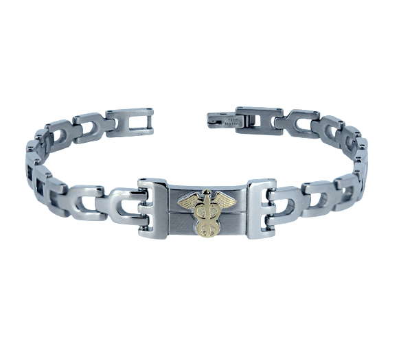 BRACELET MEDICAL EN ACIER ET OR JAUNE - WB BMD530 - MEDICO BELLO