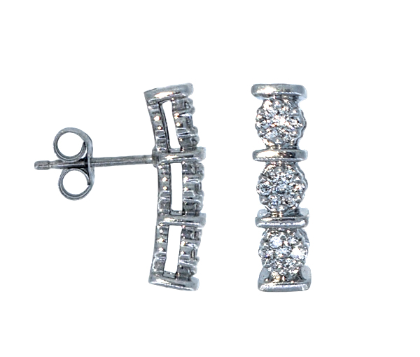 BOUCLES EN OR 10K BLANC SERTIES DE DIAMANTS - SJ BOU17 - BIJOUTERIE SUISSE INC.