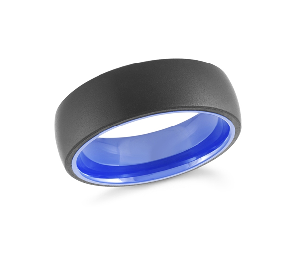 JONC EN TUNGSTÈNE /PVD NOIR ET PVD BLEU À L'INTÉRIEUR CONFORT FIT - ML TG040 - MALO 