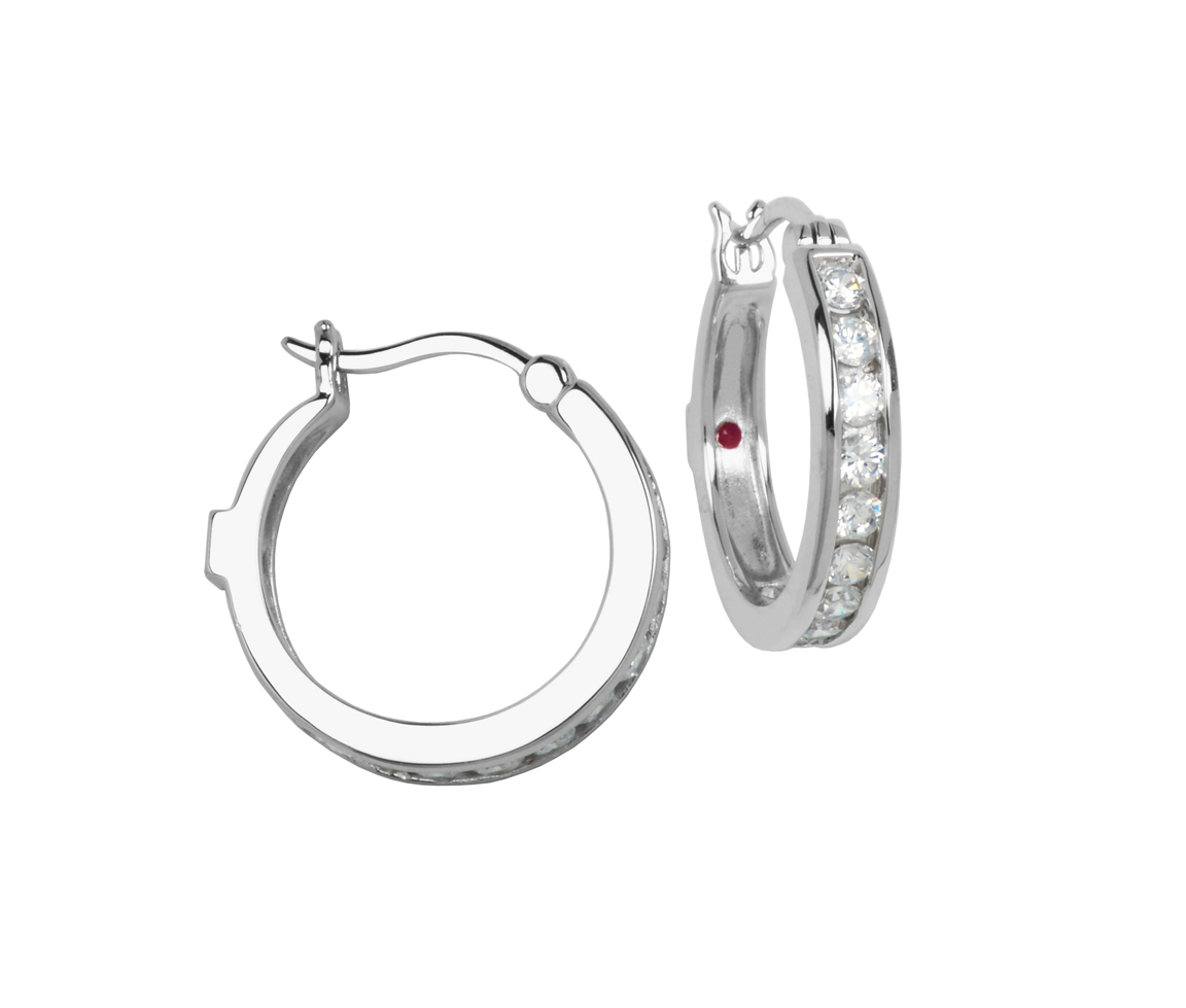 BOUCLES ANNEAUX EN ARGENT RHODIÉ SERTIES DE CUBIQUES ZIRCONIAS - PJ 62L0640000 - ELLE