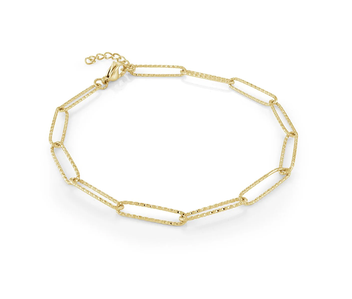 BRACELET EN ACIER/PVD OR À MAILLE PAPERCLIP TAILLÉE DIAMANT - IG SWB104 - VELORIA